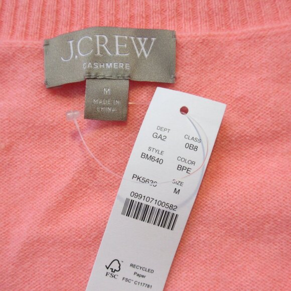 NWT J.Crew Cashmere Shrunken V-neck Sweater in Brilliant Peony Pink Pullover M - Picture 3 of 5